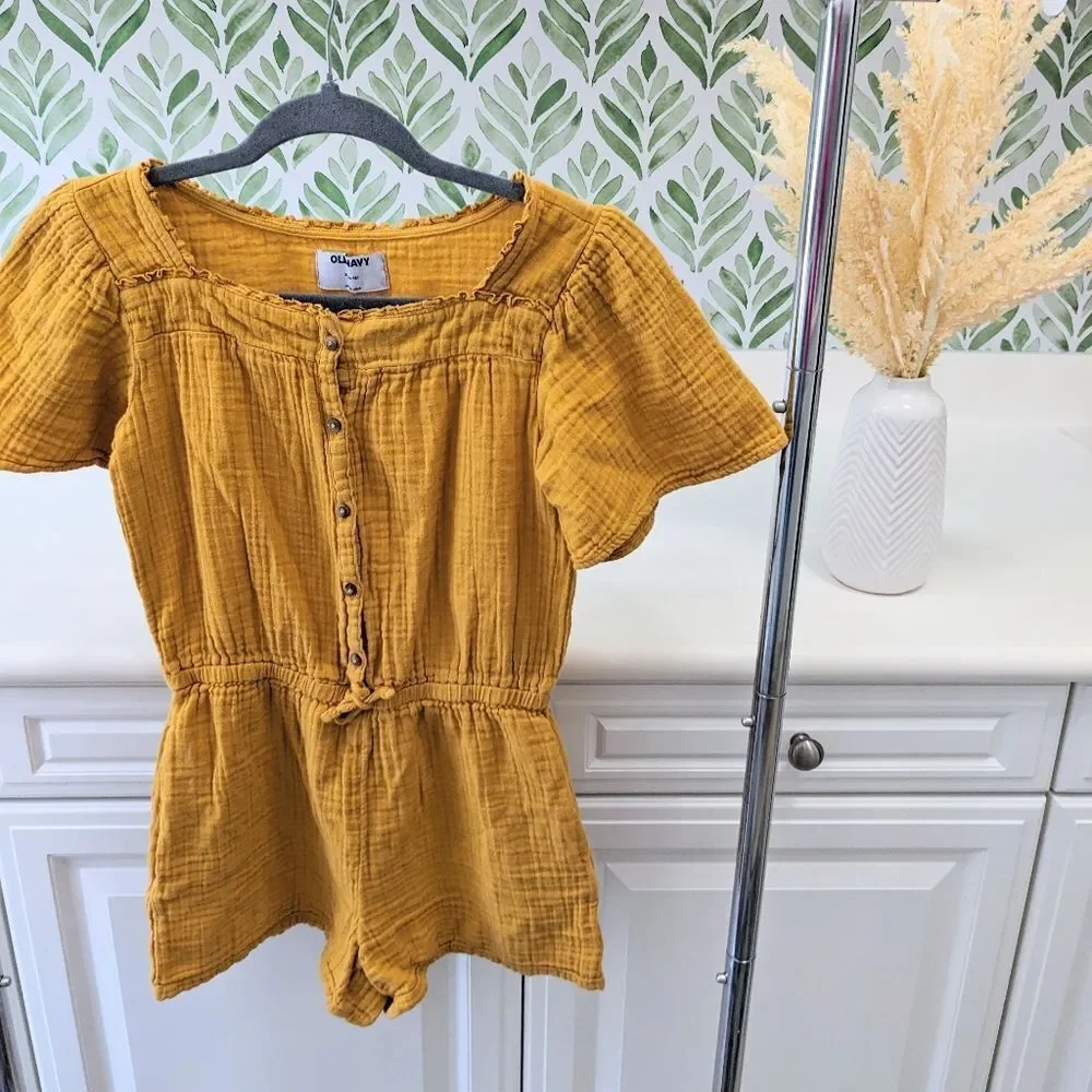 Girl's Goldenrod Yellow Old Navy Romper XL Gauzy Summer Spring Lightweight